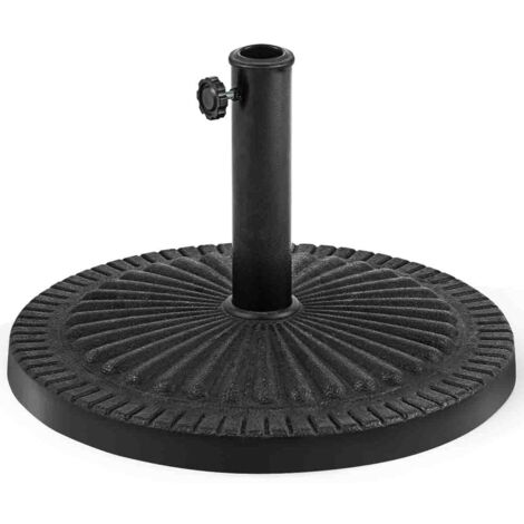 GOPLUS Pied de Parasol en Résine 15KG, Support de Parasol Rond avec Bouton Rotatif, Convient pour Poteaux de Parapluie de Φ 38/48 MM, Base de Parasol pour Jardin, Terrasse, Plage, Patio (1/5)