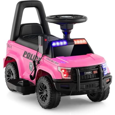 GOLUS Voiture de Police electrique pour Enfants Voiture electrique a Batterie de 6V avec Megaphone Sirene et Lumieres Jouet electrique avec