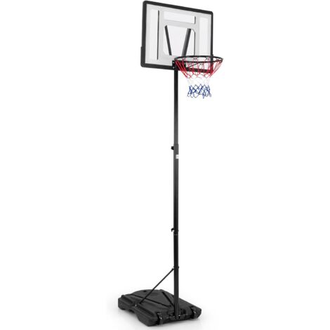 Panier De Basket Portable GOPLUS - Hauteur Réglable 1,3-3,05m Avec Filet, 2 Roues