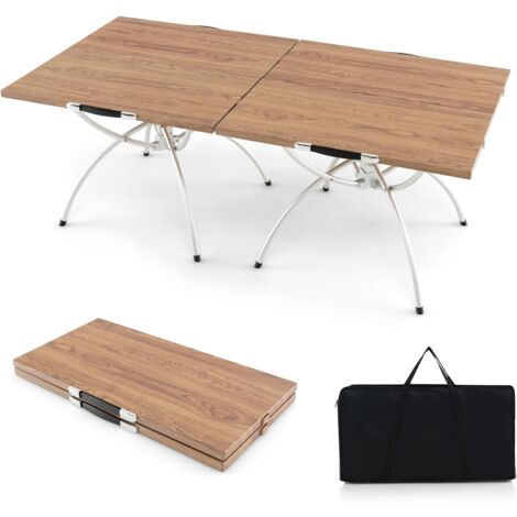 GOPLUS Lot de 2 Tables de Camping Pliantes, Tables de Pique-Nique en Aluminium pour 4-6 Personnes, Tables de Jardin Portables et Légères avec Sac de Transport, pour Pêche Randonnée Plage Barbecue (1/5)