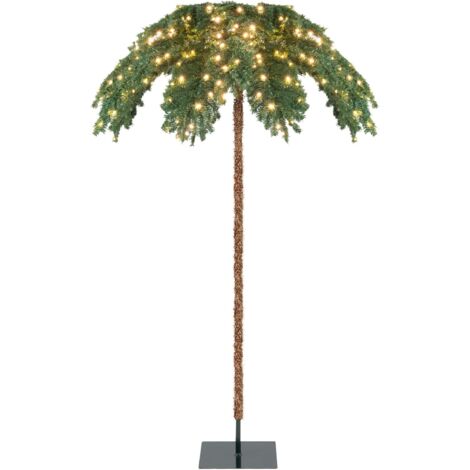 Goplus – Palmier artificiel lumineux 180 cm – 813 branches PVC – 250 LED – Arbre de Noël à charnière – Décoration intérieure et extérieure