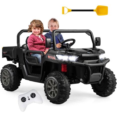 GOPLUS Camion à Benne Basculante avec Télécommande, Véhicule électrique avec Démarrage Lent et Pneus Résistants, Camion de Construction avec Musiques Intégrées, Port USB, MP3 (Noir) (1/5)