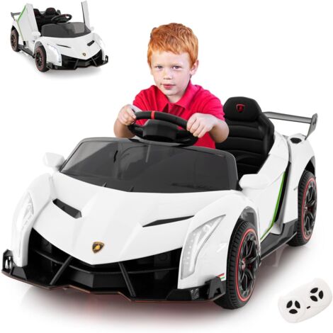 Goplus – Voiture électrique enfant 3-8 ans 12V – 1 place avec télécommande 2,4 G – Ports AUX et USB – Charge 30 kg – Multimédia blanc (1/5)