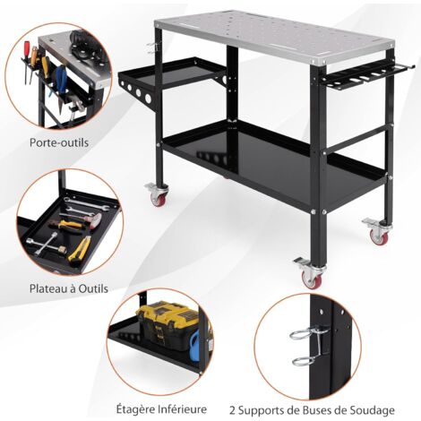 GOPLUS Table De Travail Pliable 450kg - Établi Chevalet De Sciage Multifonctionnel Avec Cadre Métal Et Accessoires Complets