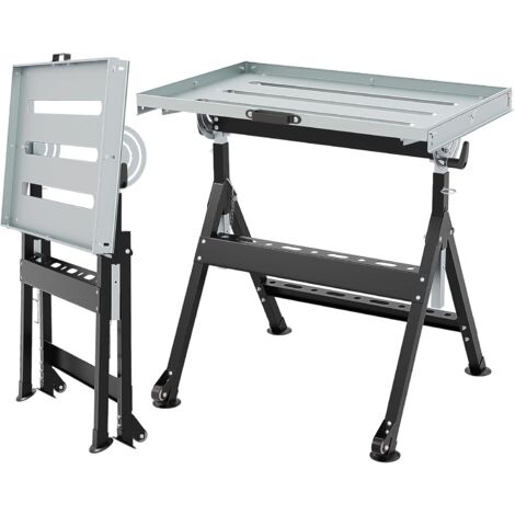 GOPLUS Table de Soudage Réglable, Plateau Inclinable et Hauteur Réglable, Table de Travail avec Support Métallique Portable, 2 Roues Fixes, Supporte Jusqu'à 180 kg, 78 x 51cm (1/5)