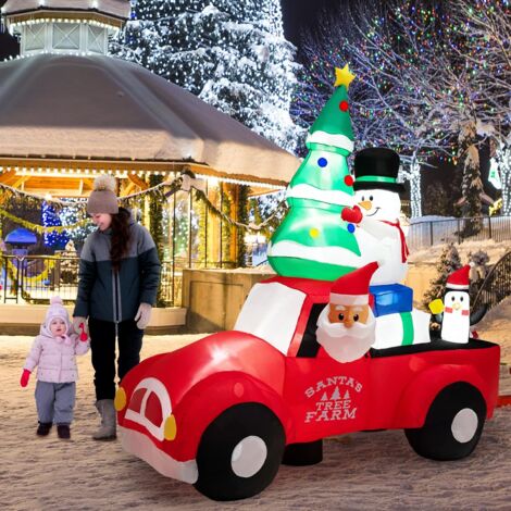Goplus – Père Noël gonflable 240 cm – Éclairage LED intégré – Décoration Noël extérieure et intérieure – Avec bonhomme de neige et pingouins (1/5)