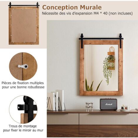 Miroir Pleine Longueur 150x56 Cm Sur Pied - Cadre Aluminium, Verre Antidéflagrant, Noir