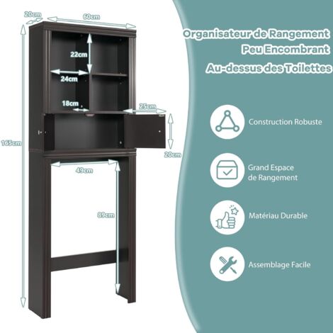 Meuble Salle De Bain étroit 50x16x69 Cm | Avec Roulettes, Tiroirs, Support Papier Toilette | Rangement Gain De Place Pour WC, Buanderie
