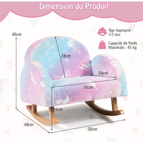 GOPLUS Fauteuil à Bascule Pour Enfant 3-5 Ans, Canapé Enfant Lumineux Dans Le Noi Fauteuil Rembourre En Flanelle Et Eponge Petit Fauteuil Avec Pieds En Bois De Peuplier 85271531