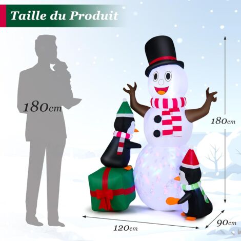 Famille De Pingouins Gonflables De Noël Décoration Festive Pré-éclairée