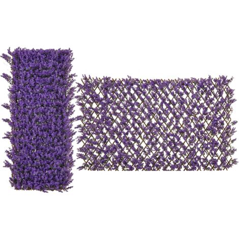 GOPLUS Haie Artificielle Décoratif, Brise-Vue Clôture Extensible en Eucalyptus Synthétique du Vrai Saule, Protection Solaire, pour l'Intérieur et l'Extérieur (Violet) (1/5)