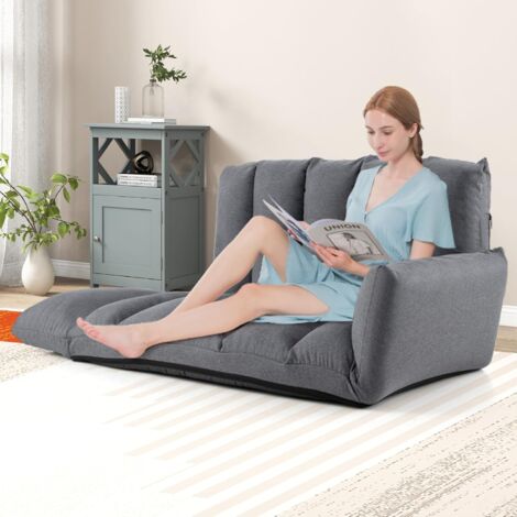 GOPLUS Canapé de Sol Pliable, Canapé Convertible avec Dossier et Accoudoirs Réglables à 5 Positions, Canapé-lit Rembourré pour Chambre, Salon, Balcon, 119 x 76 x 60 CM (1/5)