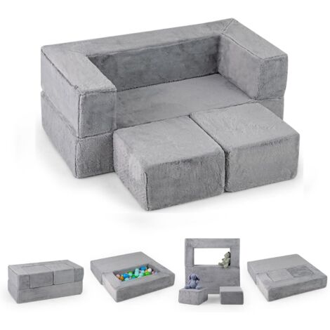 Goplus – Canapé enfant modulaire 2 places – Canapé-lit pliable en mousse – Housse lavable – Accoudoirs intégrés – Confort optimal pour tout-petits