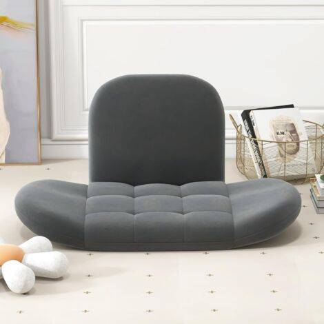 GOPLUS Fauteuil de Sol Pliable, Chaise de Méditation, 60 x 72 x 57CM, Chaise de Jeu avec Soutien Dorsal Réglable à 3 Positions et Accoudoirs Réglables à 5 Positions, Charge 150kg, Gris (1/5)