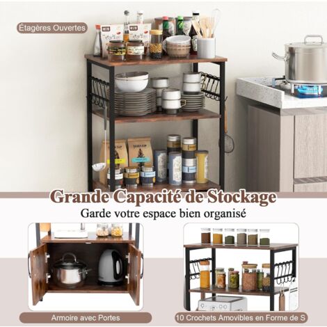 GOPLUS Étagère de Rangement de Cuisine sur roulettes pour Micro-Ondes GOPLUS Étagère de Rangement de Cuisine sur roulettes pour Micro-Ondes
