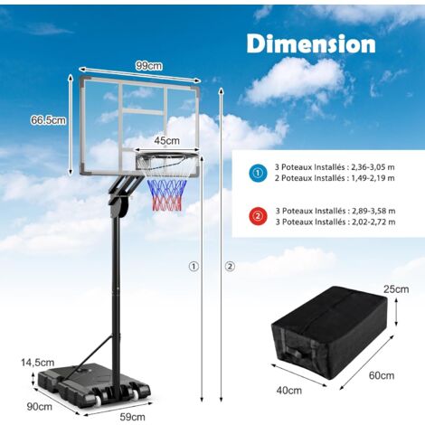 GOPLUS Panier De Basket-Ball Mobile Sans Panneau, 3 Hauteurs Réglables Avec Base Remplissable Filet Resistant Aux Intemperies 83707751 GOPLUS Panier De Basket-Ball Mobile Sans Panneau, 3 Hauteurs Réglables Avec Base Remplissable Filet Resistant Aux Intemperies 83707751