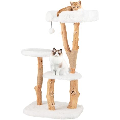 Goplus – Arbre à chat 110 cm 4 niveaux en bois massif – Plateformes, hamac, griffoirs en jute – Dimensions 59 x 49 x 110 cm