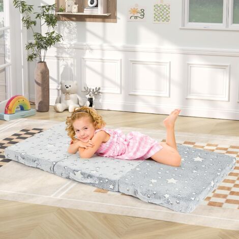 Goplus – Matelas de sol pliable pour enfant – Flanelle douce – Tapis de jeu lumineux – 120 x 60 x 6 cm – Sac de transport inclus – Pour chambre et crèche (1/5)