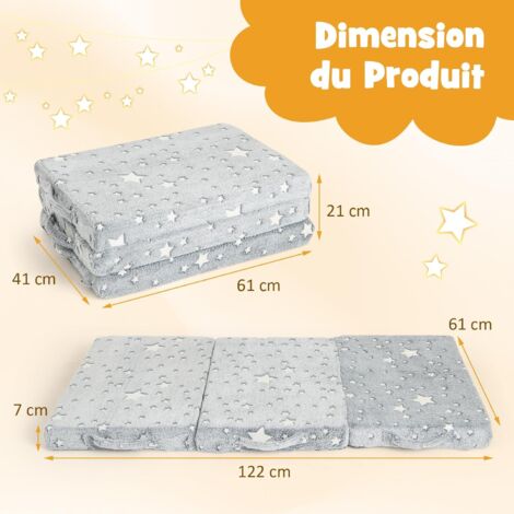 Matelas Futon De Sol Pliable 120x200 Cm - Doux, Confortable, Pour Invités, Camping, Voyage - Rembourrage Polyester - Gris - 9