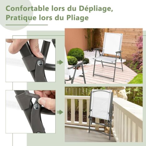 GOPLUS Lot De 4 Chaises Pliantes De Jardin Blanc – Ultra Résistantes 350 Kg, Pliables Et Légères Pour Terrasse, Mariage, Fête Ou Camping