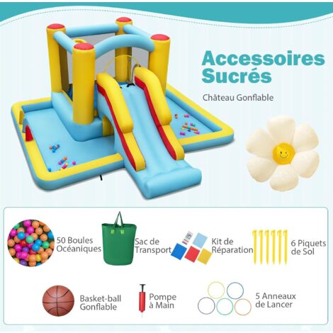 Château Gonflable Océan 6 en 1 avec Souffleur 680W Toboggan Aquatique Château Gonflable Océan 6 en 1 avec Souffleur 680W Toboggan Aquatique