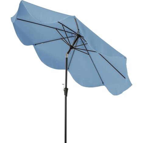 Goplus – Parasol de jardin inclinable 280 cm – Toit double avec manivelle – Toile en polyester anti-UV – 8 baleines – Couleur bleu (1/5)