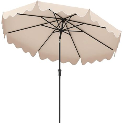Goplus – Parasol de jardin inclinable 280 cm avec manivelle – Toile en polyester résistante UV – 8 baleines – Sommet ventilé pour circulation d'air – Beige (1/5)