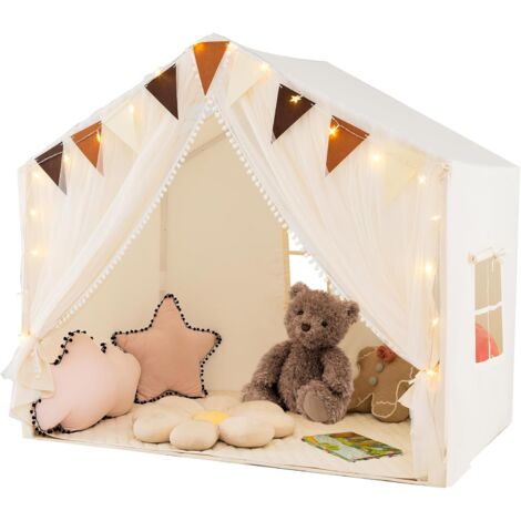 Tente Tipi avec guirlande et tapis Gold Star - Bleu, Gris - N/A