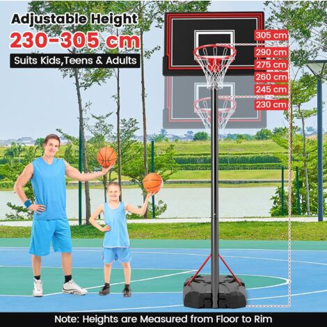 Gymax Panier de basketball pour tout-petits à hauteur réglable de 61 po (ballon inclus