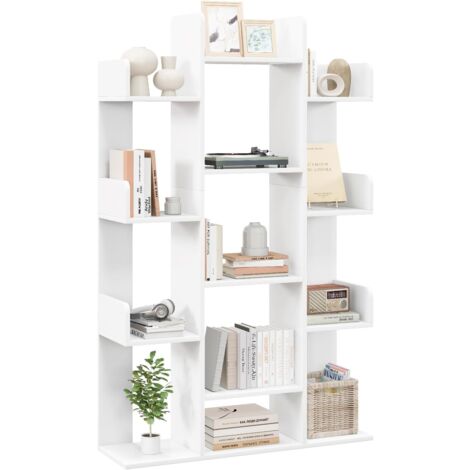 Goplus – Etagère d'angle en bois 141 cm – 13 étagères ouvertes – Charge 10/20 kg – Design en forme d'arbre – Pour salon et bureau