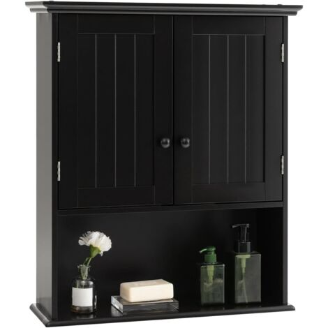 Goplus – Armoire murale de salle de bain 60 x 20 x 70,5 cm – 2 portes – MDF résistant à l'humidité – Panneau mobile pour ajustement de hauteur (1/5)
