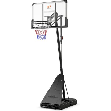 GOPLUS Panier de Basket-Ball Mobile,Réglable Hauteur 1,5-2,1/2,45 à 3,05 m, Panneau Arrière Incassable 112cm, Planche de Rebond sur Base, pour Intérieur/Extérieur, pour Tous âges