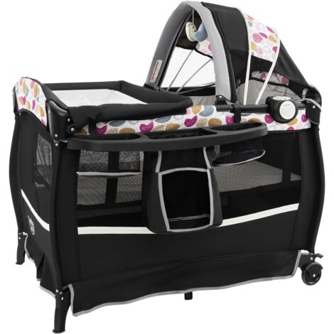 Goplus – Lit parapluie bébé pliable avec matelas – Berceau évolutif avec table à langer – Dimensions 102x73x80cm – Roues verrouillables et sac de transport (1/5)
