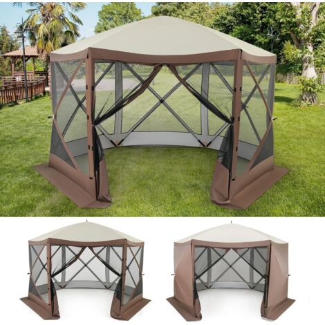 Tente familiale VidaXL 9 places avec auvent gris-orange VIDAXL