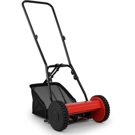 GOPLUS Tondeuse à Gazon Manuelle avec Sac de Ramassage 18,5L, Lame Tranchante, Coupe Hauteur Réglable, Poignée en U, Grandes Roues, Tondeuse Portable pour Pelouse, Jardin, Ferme (1/5)