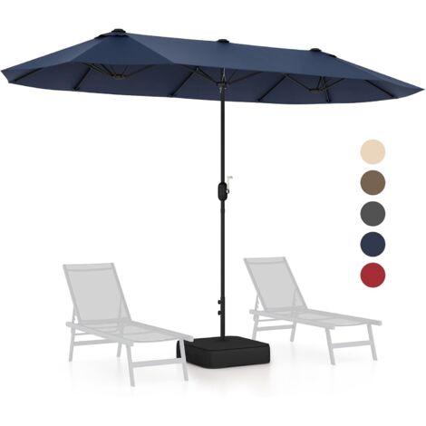 GOPLUS Parasol De Jardin Extérieur Avec Pied Déporté Inclinable 3M 40 Lampes Solaires - Beige