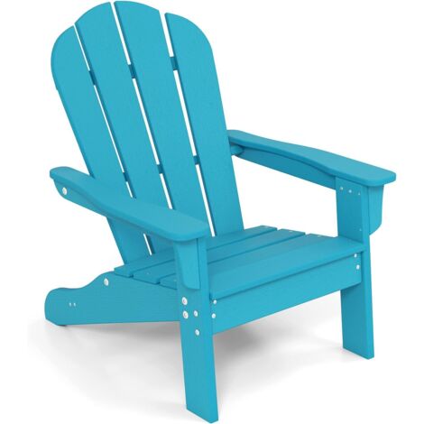 GOPLUS Chaise Adirondack Exterieur pour Enfants, Fauteuil de Jardin en HDPE Résistante aux Intempéries avec Large Siège, Dossier & Accoudoirs, Angle à 105°, Enfant pour 3-8 Ans,Charge 75KG (Turquoise)