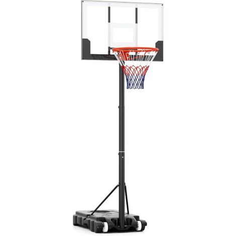 GOPLUS Panier de Basket Extérieur pour Enfants, Hauteur Réglable 100-212CM, Panier de Basket Mobile avec 2 Roues, Panneau Incassable, Base Amovible pour Cour ou Intérieur (1/5)