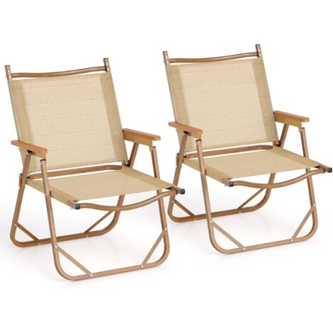 GOPLUS Chaises de Jardin 2 PCS, 78,5 x 66 x 53 CM, Chaises Pliantes en Tissu, Chaise avec Accoudoirs, Structure Robuste en Aluminium, Facile à Transporter, pour Camping, Pêche, Pique-Nique, Plage (1/5)
