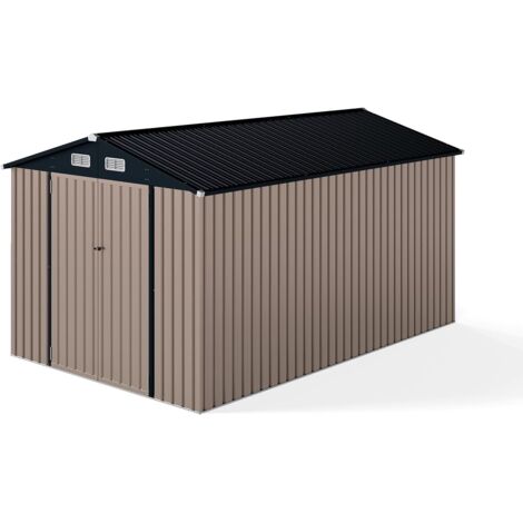 GOPLUS Abri de Jardin en Métal pour Outils, 362 x 236 x 197 CM, Cabane de Jardin Exterieur, Organisateur Extérieur avec 2 Porte, Serrure et Fenêtre de Ventilation, Adapté pour Jardin, Patio, Gris (1/4)