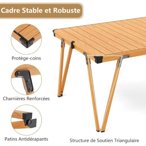 Table Camping Pliante Bestpriceparts : Plateau Noir Aluminium + Sac
