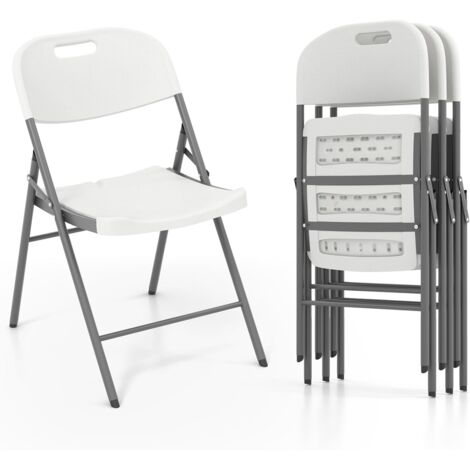 Goplus – Lot de 4 chaises pliantes en plastique HDPE – Cadre métallique robuste – Capacité 160 kg – Conception portable et pliable – Pour intérieur et extérieur (1/5)