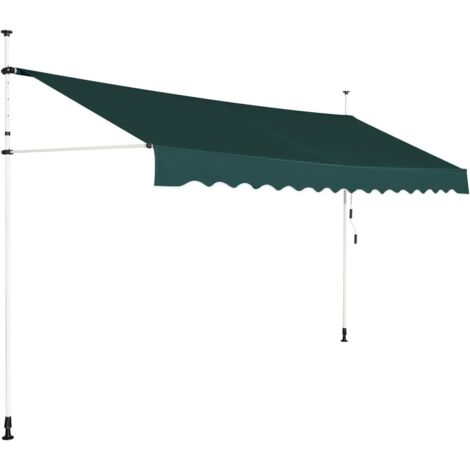 GOPLUS Store Banne Manuel Rétractable 4M Auvent Balcon TerrasseRétractable sans Percage Hauteur Réglable 2-3M pour Jardin (Vert,3,95X1,2M)