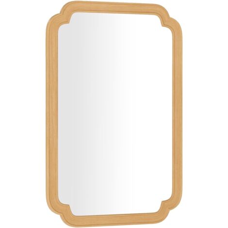 GOPLUS Miroir Mural 90 x 60 CM, Miroir Décoratif Rectangulaire, Coins Arrondis Style Rustique Haute Définition pour Salle de Bain, Salon, Entrée, Chambre, Suspension Verticale/Horizontale, Naturel (1/5)