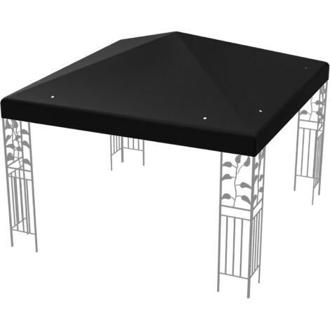 GOPLUS Toile de Rechange pour Tonnelle 3x3m, Toit de Remplacement Pliable pour Pavillon de Jardin, Auvent de Rechange Imperméable en Polyester (Noir) (1/5)