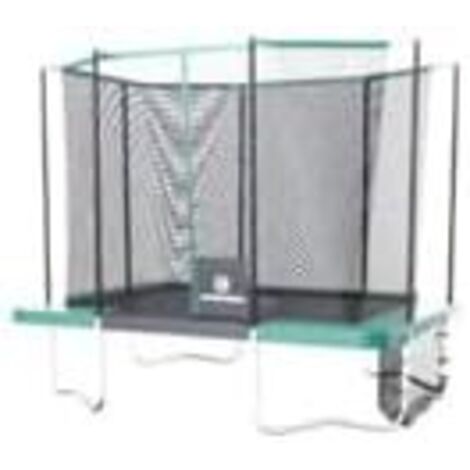 GOPLUS 3 en 1 Trampoline Exterieur Enfant Rectangulaire, Grand Trampoline avec Panier de Basket, But de Football, Échelle, Filet Sécurité et Cadre en Acier pour Enfants Adultes,Charge 100/500KG