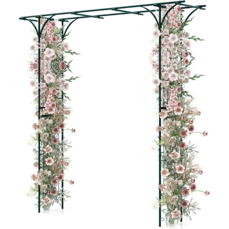 GOPLUS Arche de Jardin en Fer Forgé 205 cm, Treillis pour Diverses Plantes Grimpantes, Arche de Décoration Intérieure et Extérieure pour Cérémonie, Mariage, Jardin, 205 x 52 x 205 cm