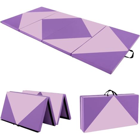GOPLUS Tapis de Gym Epais Pliable, 240 x 117 x 5 CM, 4 Plis & Poignée Transport, Matelas Gymnastique de Sol Antidérapant en Cuir PU Imperméable, Attaches Auto-agrippantes pour Fitness, Gym, Yoga