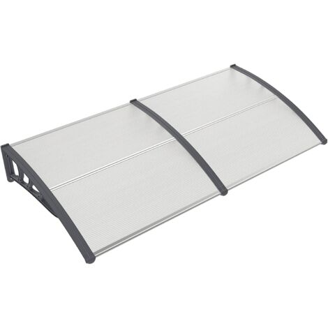 GOPLUS Auvent Porte d'Entree 199x99CM avec Protection Solaire, Résistant au Vent avec Panneau Revêtu à Double Couche et Support en ABS, Capacité de Poids Max 20KG (Transparent,199x99x28CM) (1/5)