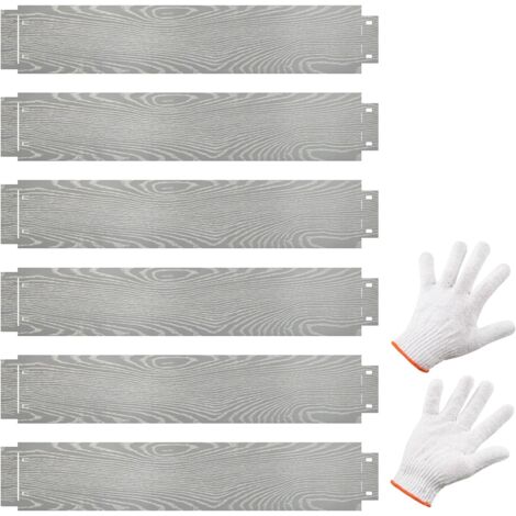 GOPLUS Bordure de Jardin Flexible en Métal Galvanisé avec Piquets, 6 Paquets 600 CM, Bordure Robuste à Enfoncer avec Bandes Flexibles 110 X 22 CM, Pas de Creusement, pour Pelouse, Jardin (Fond Lisse)